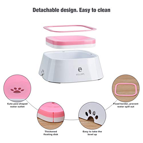 Cuenco de agua flotante para mascotas, 1,5 l, alimentador de agua lenta, sin derrames, antidesbordamiento, antiasfixia