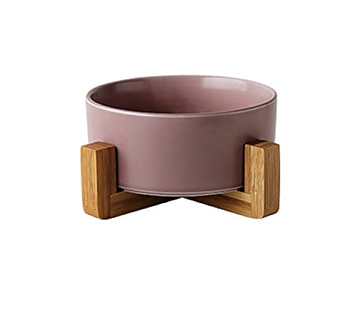 Cuenco De Comida para Gatos Cuenco De Arroz para Gatos Cuenco De Comida para Perros Cuenco para Gatos Cuenco con Soporte De Madera Cuenco De Alimentación De Agua Cuenco De Cerámica para Mascotas Mora