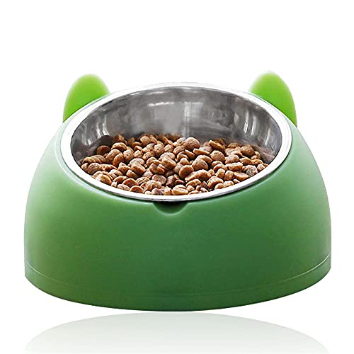 Cuenco del Gato Doble Tazón,Soporte Elevado 15 ° Tazón de alimentación para Gatos Antideslizante,Comederos Gatos Elevado 3 en 1 con Bebedero Automático,Se Puede Utilizar para Gatos y Cachorros