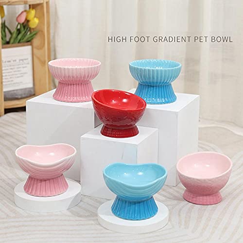 Cuenco para Gatos Cuenco Doble De Cerámica para Proteger La Columna Cervical Cuenco De Boca Plana De Pie Alto para Gatos Cuenco De Arroz Antivuelco para Comida para Perros Cuenco De Agua Suministros