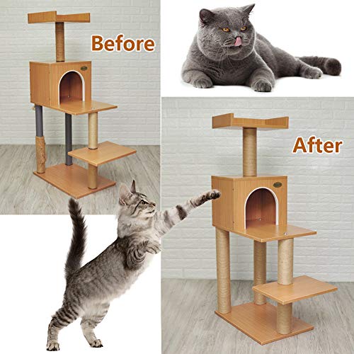 Cuerda de sisal 6mm para Gato Raspador Repare y reemplace el poste rascador Cat, Bricolaje Muebles para rascar: árbol para gatos, alfombra y tapete, juguetes para patear gatos, Gris 50m/164 pies