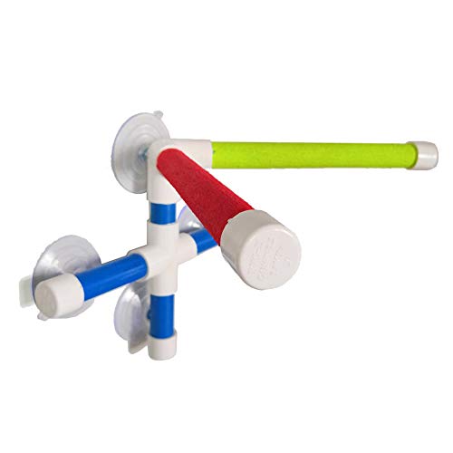 cuiyoush Disco Chupando Pájaro Loro Baño Ducha Barra de Pie Soporte Doble Palo Mascota Multicolor
