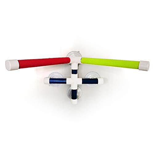 cuiyoush Disco Chupando Pájaro Loro Baño Ducha Barra de Pie Soporte Doble Palo Mascota Multicolor