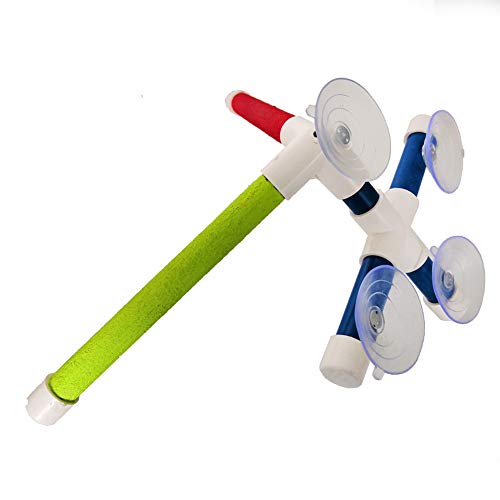 cuiyoush Disco Chupando Pájaro Loro Baño Ducha Barra de Pie Soporte Doble Palo Mascota Multicolor