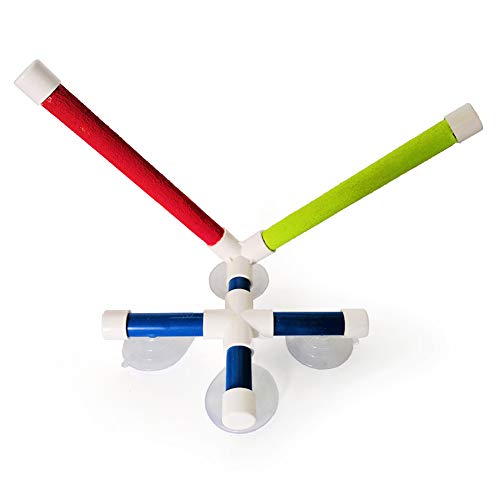 cuiyoush Disco Chupando Pájaro Loro Baño Ducha Barra de Pie Soporte Doble Palo Mascota Multicolor