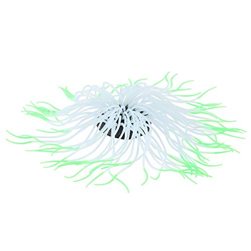 Cuque Venta Loca Anémona de Silicona, anémona de simulación de simulación, para Acuario de Peces(Green)