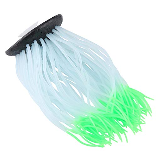 Cuque Venta Loca Anémona de Silicona, anémona de simulación de simulación, para Acuario de Peces(Green)