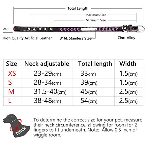 Custom4U Personalizado Collar ID para Perros Correas Educativa PU para Mascotas Talla S Color Violado Placa de Identificación con Nombres y Teléfonos Grabados