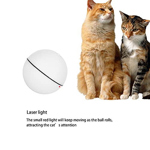 CUTULAMO Bola Auto-giratoria del Gato, Bola Electrónica del Gato Bolas del Juguete del Gato Que Ruedan Automáticamente para el Gato Divertido(Batería Blanca)