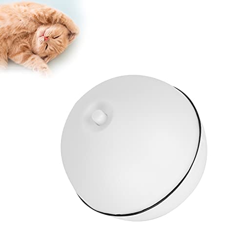 CUTULAMO Bola Auto-giratoria del Gato, Bola Electrónica del Gato Bolas del Juguete del Gato Que Ruedan Automáticamente para el Gato Divertido(Batería Blanca)