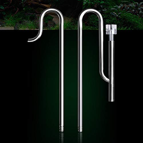 CVERY Tubo de acero inoxidable de acero inoxidable para espumoso de superficie, elimina la tubería de escoria superficial para tanque plantado de acuario (16 mm)
