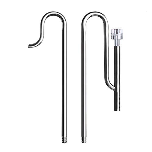 CVERY Tubo de acero inoxidable de acero inoxidable para espumoso de superficie, elimina la tubería de escoria superficial para tanque plantado de acuario (16 mm)