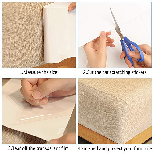 Dadabig 6pcs Protector de Muebles Gatos, Protector Sofa Gatos Protector de Sofá para Mascotas con 30 Tornillos Evitar Que los Gatos Rasguñen los Muebles (Transparente, 14 * 48cm y 30 * 45cm)