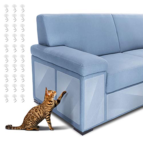 Dadabig 6pcs Protector de Muebles Gatos, Protector Sofa Gatos Protector de Sofá para Mascotas con 30 Tornillos Evitar Que los Gatos Rasguñen los Muebles (Transparente, 14 * 48cm y 30 * 45cm)