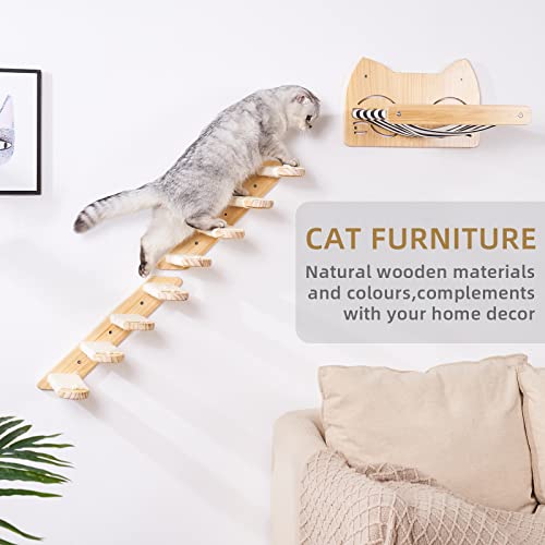 DaizySight - Estantería de escalera de madera de 13,8 pulgadas para pared, con cuerda de sisal para rascar, estantes para mascotas para escalada de gato, jugar al descansar