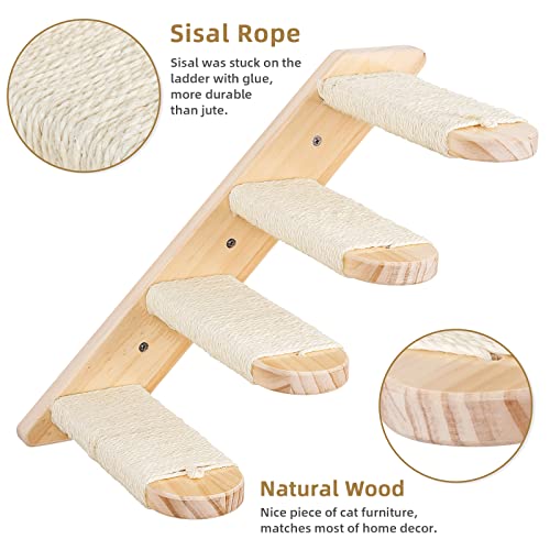 DaizySight - Estantería de escalera de madera de 13,8 pulgadas para pared, con cuerda de sisal para rascar, estantes para mascotas para escalada de gato, jugar al descansar