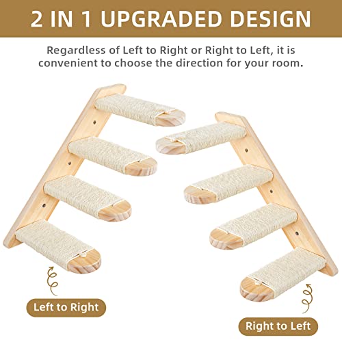 DaizySight - Estantería de escalera de madera de 13,8 pulgadas para pared, con cuerda de sisal para rascar, estantes para mascotas para escalada de gato, jugar al descansar