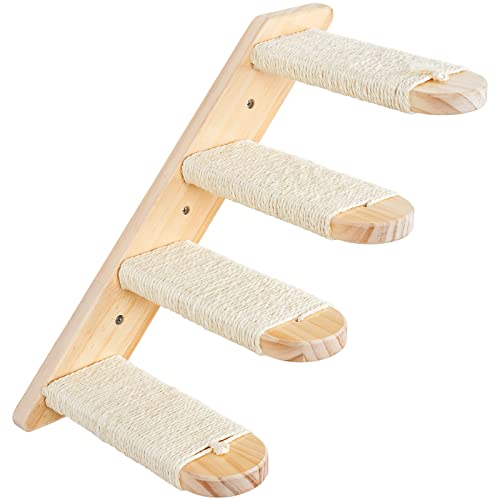 DaizySight - Estantería de escalera de madera de 13,8 pulgadas para pared, con cuerda de sisal para rascar, estantes para mascotas para escalada de gato, jugar al descansar