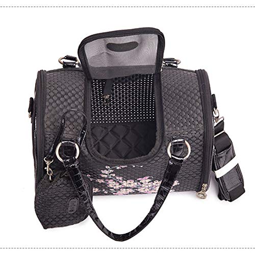 DALEI Fashion Pet Carrier Dog Carrier Purse Bolso para Perros Bolso de Mano para Mascotas para Perros pequeños y Gatos Aprobado por la aerolínea,Negro