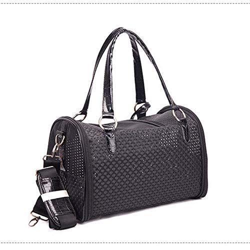 DALEI Fashion Pet Carrier Dog Carrier Purse Bolso para Perros Bolso de Mano para Mascotas para Perros pequeños y Gatos Aprobado por la aerolínea,Negro