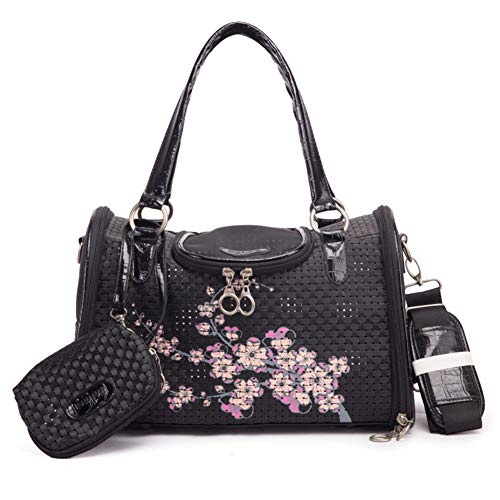 DALEI Fashion Pet Carrier Dog Carrier Purse Bolso para Perros Bolso de Mano para Mascotas para Perros pequeños y Gatos Aprobado por la aerolínea,Negro