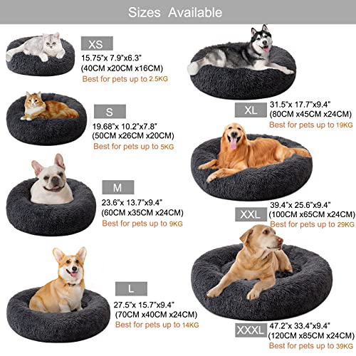 DanceWhale Redonda Cama Perro Gato Cama Cama de Felpa para Mascota Lavable Sofa Suave Cachorro Calentito Cojín(60cm, Gris Oscuro)