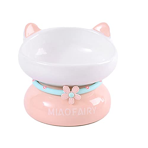 DanLink Cuencos para Mascotas para Gatos, Cuenco de cerámica Elevado para Gatos, protección Oblicua para la Columna Vertebral, antivómitos, Cuenco de Comida para Gatos (Naranja)