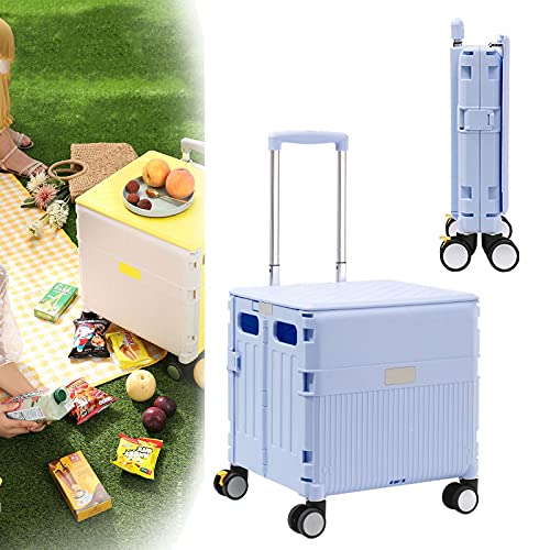 DBMGB Carro Transporte Plegable, Carretilla de Mano de Carga con Tapa Corrediza, Carrito per Llevar Equipaje, Comida y Mascotas, 45L