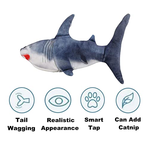 DC CLOUD Juguete EléCtrico del Animal DoméStico del Juguete del Juguete del Gato,Golpear A Los Peces Juguete Divertido del Gato del Animal DoméStico del Juguete De Los Pescados De La Felpa Shark