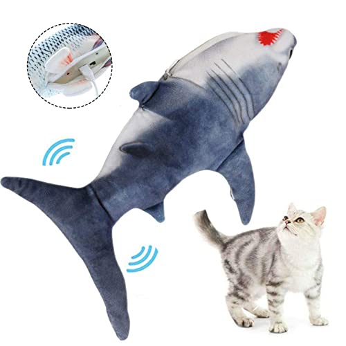 DC CLOUD Juguete EléCtrico del Animal DoméStico del Juguete del Juguete del Gato,Golpear A Los Peces Juguete Divertido del Gato del Animal DoméStico del Juguete De Los Pescados De La Felpa Shark