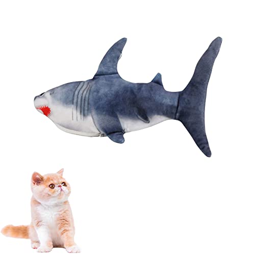 DC CLOUD Juguete EléCtrico del Animal DoméStico del Juguete del Juguete del Gato,Golpear A Los Peces Juguete Divertido del Gato del Animal DoméStico del Juguete De Los Pescados De La Felpa Shark