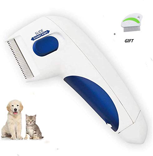 DDH Peine de pulgas para Perros, Cepillo eléctrico para Eliminar piojos, pulgas y garrapatas para Perros y Gatos, removedor de piojos eléctricos