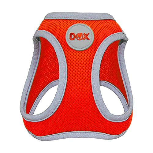 DDOXX Arnés Perro Reflectante Forrado | Muchos Colores | Arnés Perro Pequeño y Arnés Perro Mediano | Arnés para Cachorros | Arnés Gatos | Naranja, S