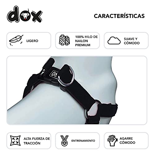 DDOXX Arnés Perro Step-In Nylon, Ajustable | Muchos Colores & Tamaños | para Perros Pequeño, Mediano y Grande | Accesorios Gato Cachorro | Negro, S