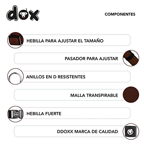 DDOXX Collar Perro Air Mesh, Ajustable, Acolchado | Muchos Colores & Tamaños | para Perros Pequeño, Mediano y Grande | Collares Accesorios Gato Cachorro | Marrón, L