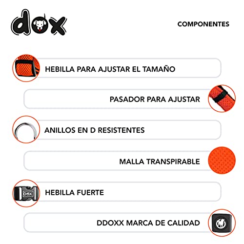 DDOXX Collar Perro Air Mesh, Ajustable, Acolchado | Muchos Colores & Tamaños | para Perros Pequeño, Mediano y Grande | Collares Accesorios Gato Cachorro | Naranja, S