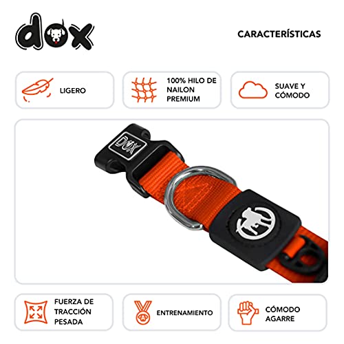 DDOXX Collar Perro Nylon, Ajustable | Muchos Colores & Tamaños | para Perros Pequeño, Mediano y Grande | Collares Accesorios Gato Cachorro | Naranja, S