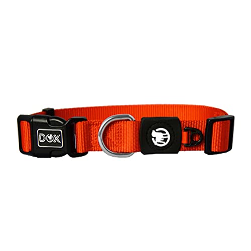DDOXX Collar Perro Nylon, Ajustable | Muchos Colores & Tamaños | para Perros Pequeño, Mediano y Grande | Collares Accesorios Gato Cachorro | Naranja, S