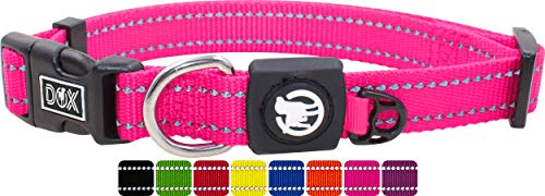 DDOXX Collar Perro Nylon, Reflectante, Ajustable | Muchos Colores & Tamaños | para Perros Pequeño, Mediano y Grande | Collares Accesorios Gato Cachorro | Rosado Rosa, M