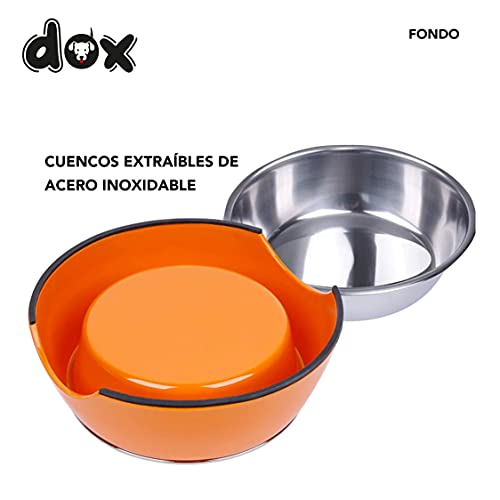 DDOXX Comedero Perro, Antideslizante | Muchos Colores y Tamaños | para Perros Pequeño, Mediano y Grande | Bol Accesorios Acero INOX-Idable Melamina Gato Cachorro | Naranja, 160 ml