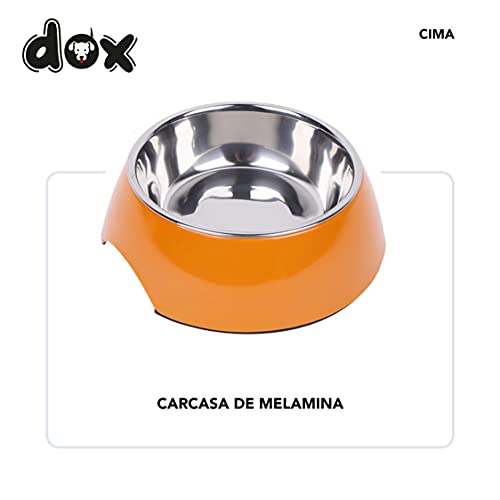 DDOXX Comedero Perro, Antideslizante | Muchos Colores y Tamaños | para Perros Pequeño, Mediano y Grande | Bol Accesorios Acero INOX-Idable Melamina Gato Cachorro | Naranja, 160 ml