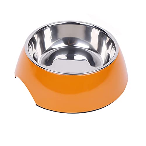 DDOXX Comedero Perro, Antideslizante | Muchos Colores y Tamaños | para Perros Pequeño, Mediano y Grande | Bol Accesorios Acero INOX-Idable Melamina Gato Cachorro | Naranja, 160 ml
