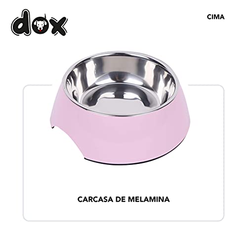 DDOXX Comedero Perro, Antideslizante | Muchos Colores y Tamaños | para Perros Pequeño, Mediano y Grande | Bol Accesorios Acero INOX-Idable Melamina Gato Cachorro | Rosado, 160 ml