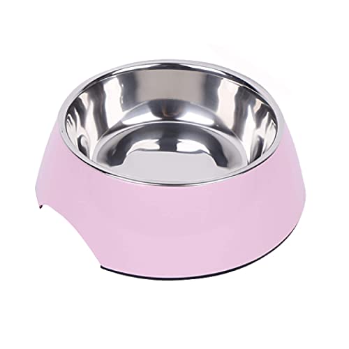 DDOXX Comedero Perro, Antideslizante | Muchos Colores y Tamaños | para Perros Pequeño, Mediano y Grande | Bol Accesorios Acero INOX-Idable Melamina Gato Cachorro | Rosado, 160 ml