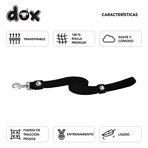 DDOXX Correa Perro Air Mesh, Acolchado, Lazo de Mano, 120 cm | Muchos Colores & Tamaños | para Perros Pequeño, Mediano y Grande | Accesorios Gato Cachorro | Negro, M
