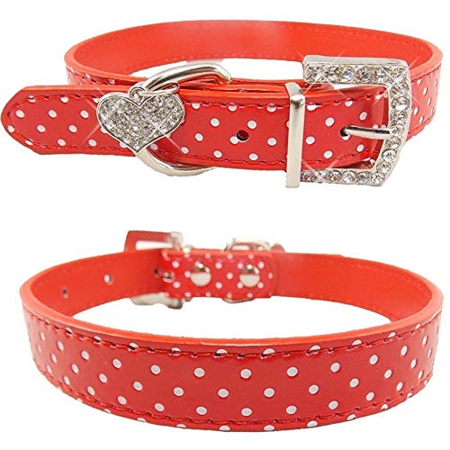 DDSP Mascotas Collar De Perro Patrón De Lunares Accesorios For Perros For Perros Pequeños Collares Y Correas For Animales Corazón Colgante De Cristal Lovely (Color : Purple, Size : M)