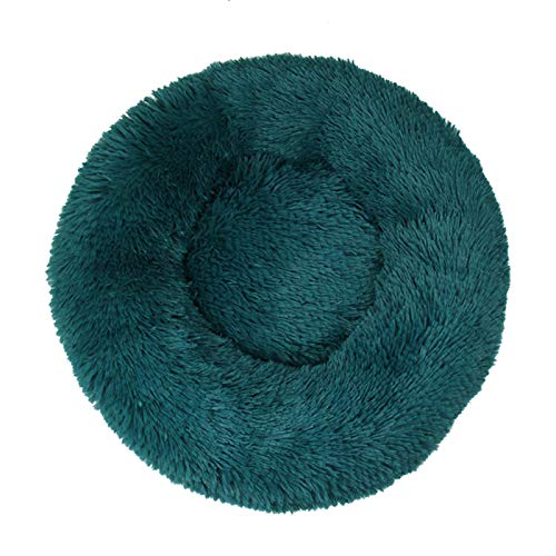 Decdeal Cama de Gato Donut Base Cama Redonda Impermeable Antideslizante Lavable a Máquina Duradera para Mascotas Cama de Lujo Mullida para Perros Cachorros Gatitos (40cm Cian)