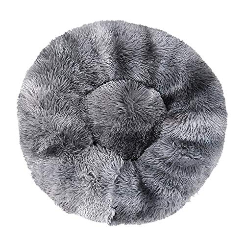 Decdeal - Cama para perros y gatos, redonda, grande, cojín para cama de peluche, para perros y gatos, suave y cálida, 40/50/60/70/80 cm, rosa, gris, naranja, café, azul oscuro
