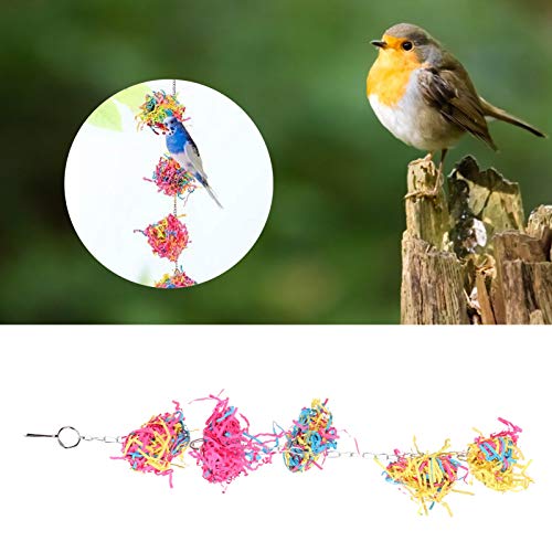 Decoración de cuerda de papel de lija para jaula colgante para mascotas, suministros coloridos para pájaros de juguete para morder, adecuado para entretenimiento de aves, masticación y relajación
