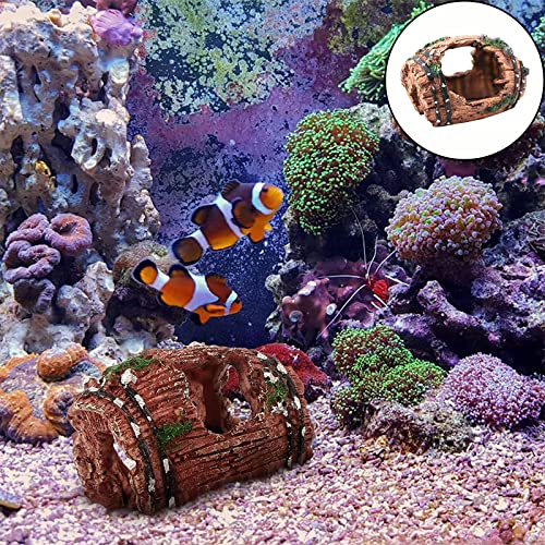 Decoración De Cueva De Pecera 2PCS Decoración De Acuario Cueva De Resina Resina Ornamento De La Cueva Cueva De Decoración De Acuario Adorno De Resina De Barril De Acuario El Juego De Pescado Y Camarón